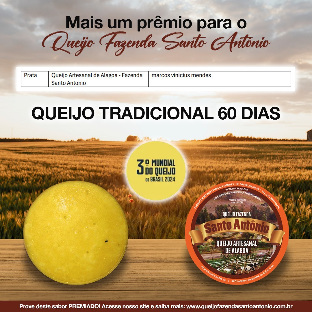Queijo tradicional de 60 dias premiado